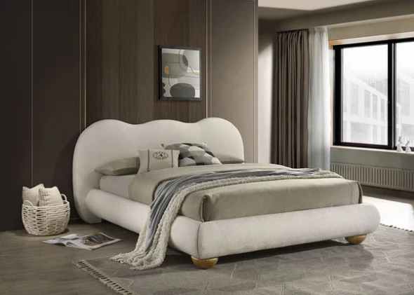 Furniture of America - Finamore E.King Bed in White/Natural Oak