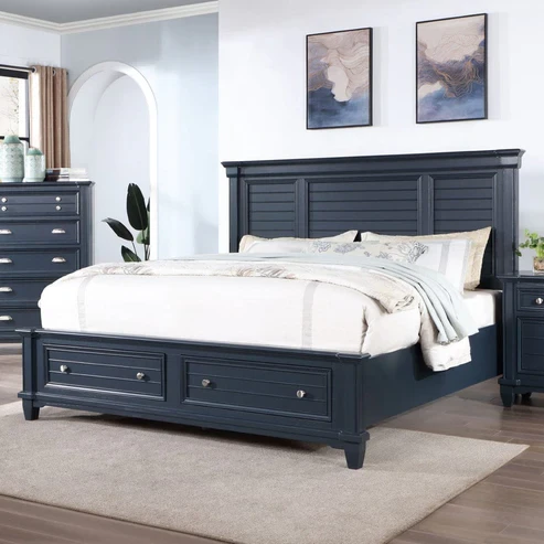 Furniture of America - Manzanillo E.King Bed in Slate Blue