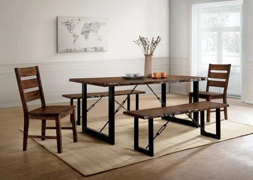 Furniture of America - Dulce Bench w/ Metal Legs in Walnut/Black