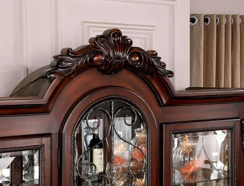 Furniture of America - Picardy Hutch & Buffet in Brown Cherry