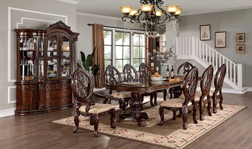 Furniture of America - Normandy Arm Chair Set of 2 in Brown Cherry/Tan