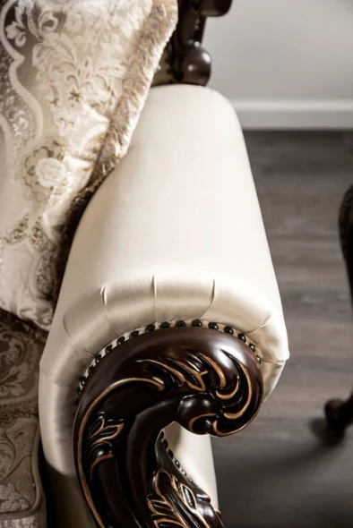 Furniture of America - Palencia Chair in Dark Cherry/Beige