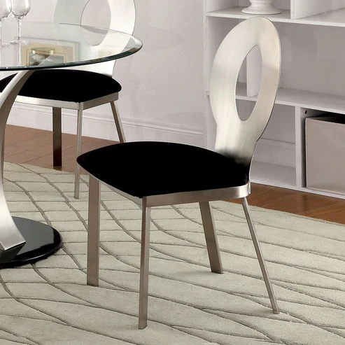 Furniture of America - Valo Side Chair Set of 2 in Silver/Black
