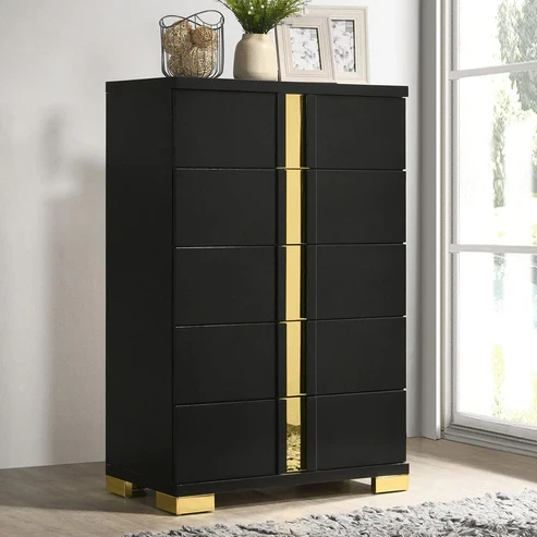 Furniture of America - Lillestrom Chest in Black/Gold