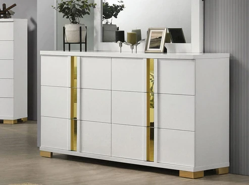 Furniture of America - Lillestrom Dresser in White/Gold
