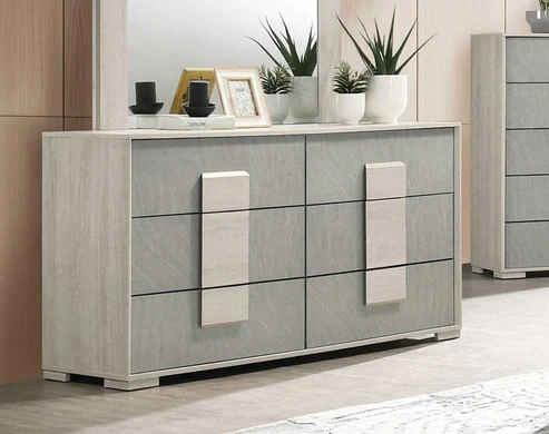 Furniture of America - Lincolt Dresser in White Wash/Stone Gray