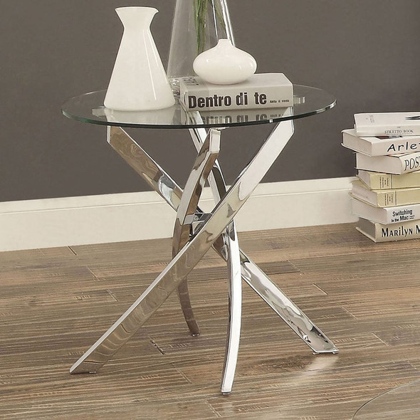 Furniture of America - Laila End Table in Chrome