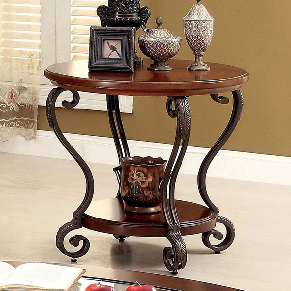Furniture of America - May End Table in Brown Cherry