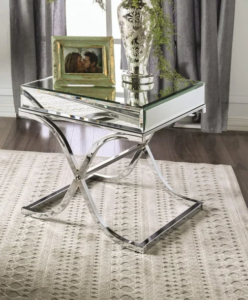 Furniture of America - Sundance End Table in Chrome