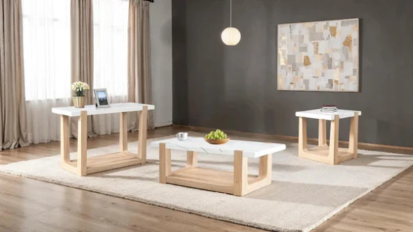Furniture of America - Sundbry End Table, White/Natural