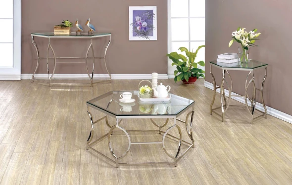 Furniture of America - Zola End Table in Chrome