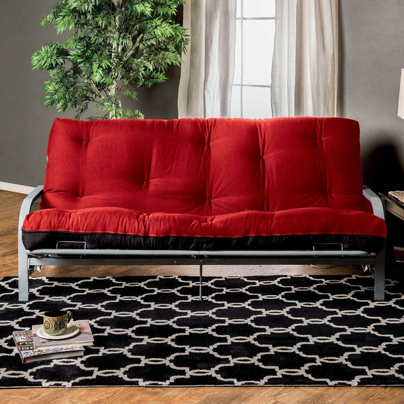 Furniture of America - Knox 8\" Red/Black Futon Mattress w/ Inner Spring in Black/Red