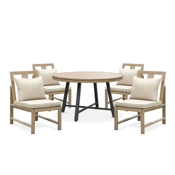 Furniture of America - Lyon 5 Pc. Game Table Set w/ 4 Armless Chairs in Black/Natural/Brown