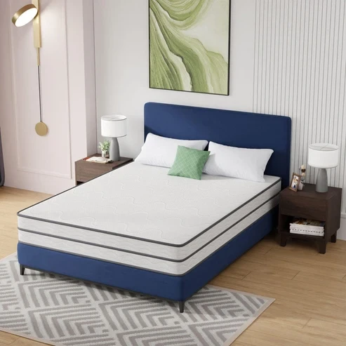 Furniture of America - Catmint 10" Queen Innerspring Mattress (Roll-In-Box) in White/Gray