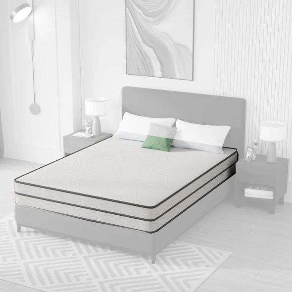 Furniture of America - Catmint 10" Queen Innerspring Mattress (Roll-In-Box) in White/Gray