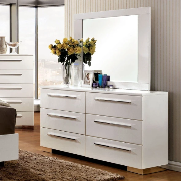 Furniture of America - Clementine Mirror in Glossy White