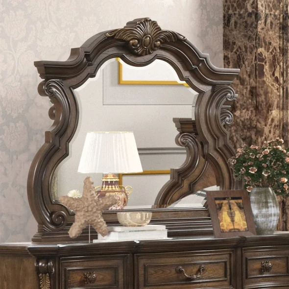 Furniture of America - Leovanni Mirror in Dark Brown