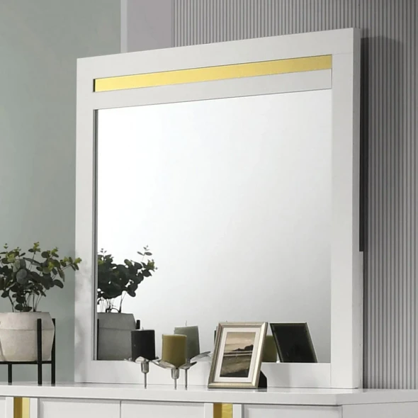 Furniture of America - Lillestrom Mirror in White/Gold