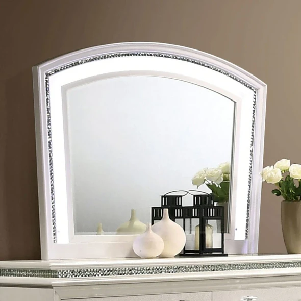 Furniture of America - Maddie Arched Mirror in Pearl White