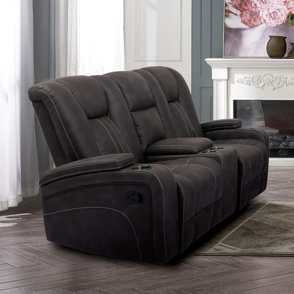 Furniture of America - Amirah Glider Loveseat in Dark Gray