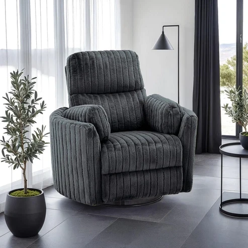 Furniture of America - Belper Power Glider Recliner w/ Swivel in Dark Gray