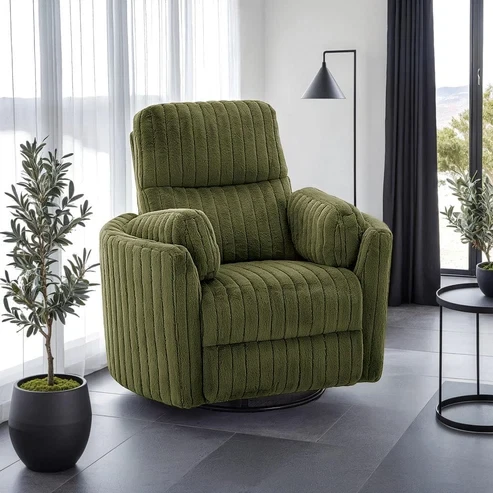 Furniture of America - Belper Power Glider Recliner w/ Swivel in Olive Green