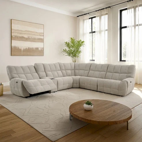 Furniture of America - Clemens - Power Sectional, Beige
