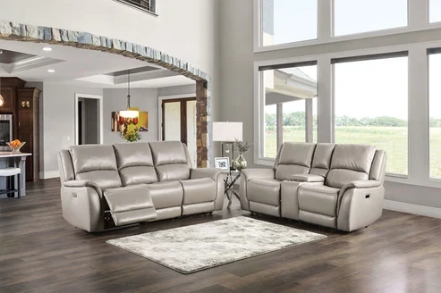 Furniture of America - Gorgius Power Sofa in Light Gray