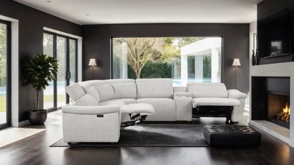 Furniture of America - Hieronimus Power Sectional in Light Gray