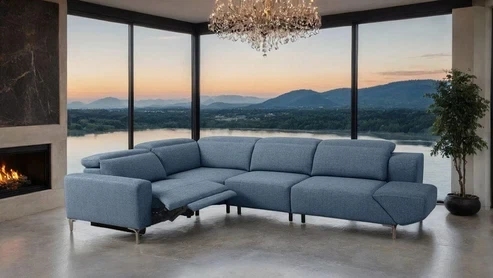 Furniture of America - Melancton Power Sectional in Blue