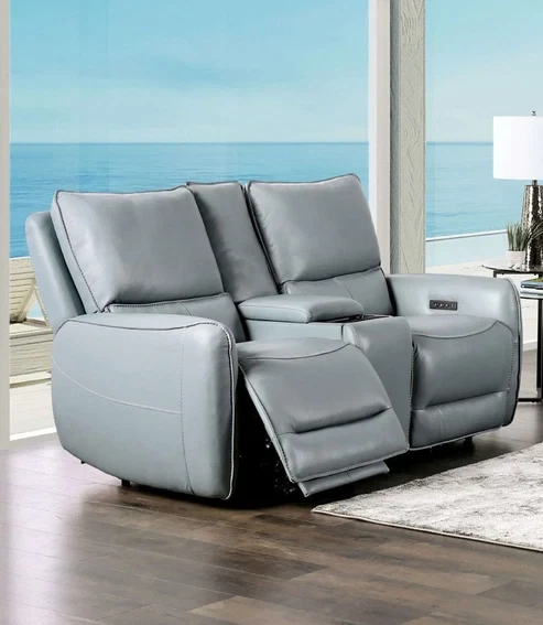 Furniture of America - Phineas Power Loveseat in Pale Blue