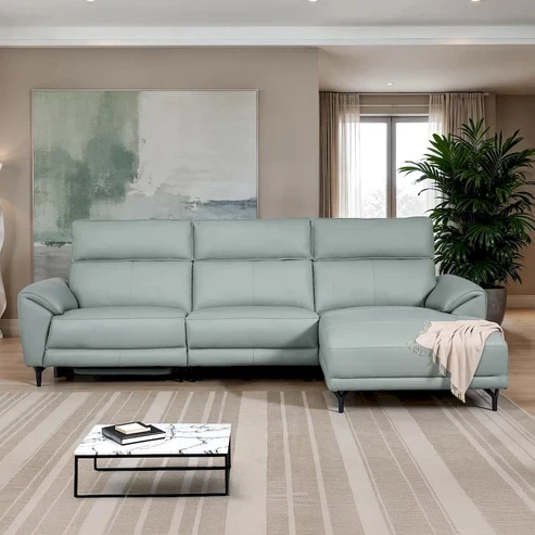 Furniture of America - Themis - Power Sectional, Right Chaise, Pale Blue