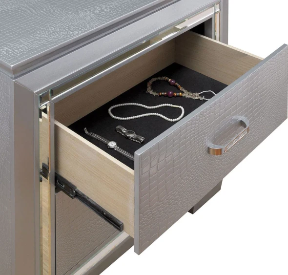 Furniture of America - Bellanova Nightstand in Silver