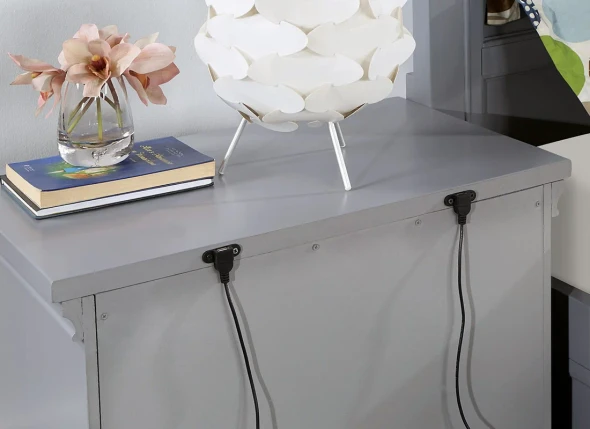 Furniture of America - Castlile Nightstand w/ USB in Gray