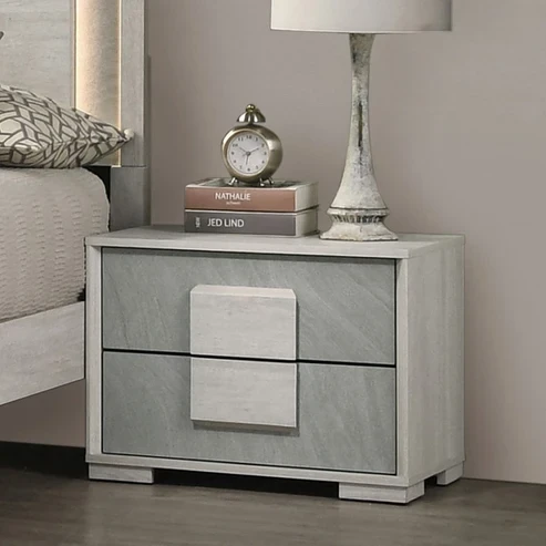 Furniture of America - Lincolt Nightstand in White Wash/Stone Gray