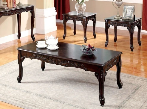 Furniture of America - Cheshire 3 Pc. Table Set (1C+2E) in Dark Cherry