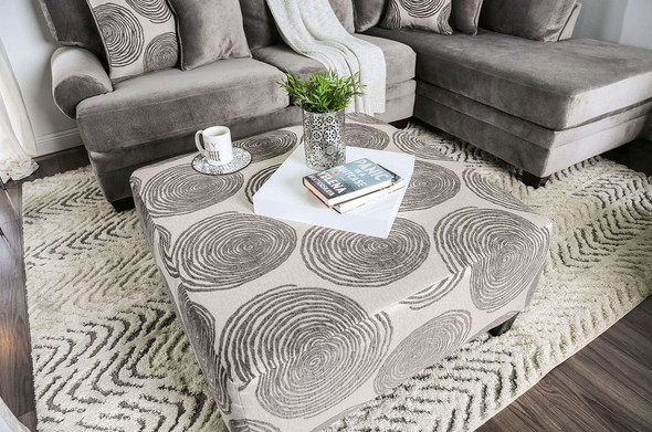 Furniture of America - Bonaventura Ottoman in Gray/Pattern