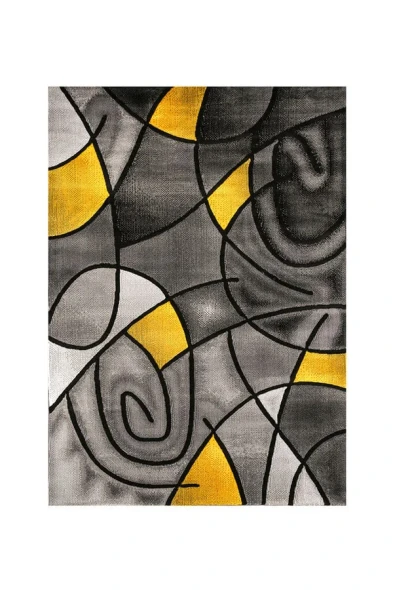 Furniture of America - Sivas 5' X 8' Area Rug in Charcoal Yellow