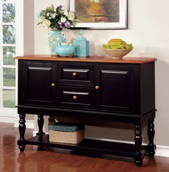 Furniture of America - Mayville Server in Black/Antique Oak