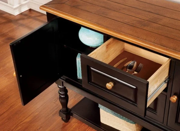 Furniture of America - Mayville Server in Black/Antique Oak