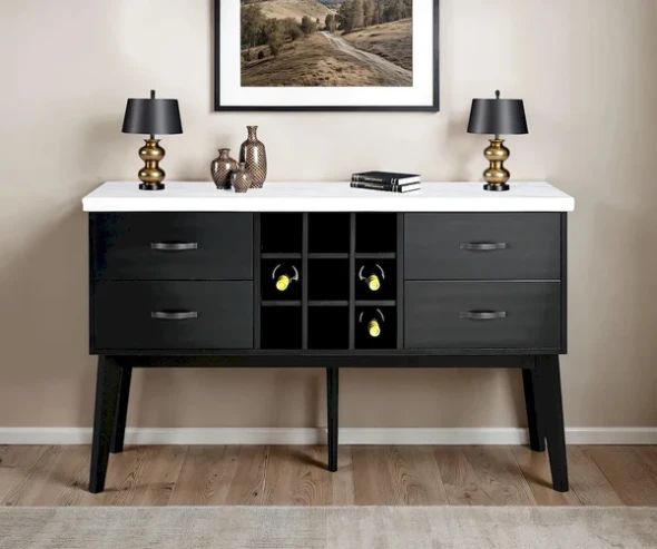 Furniture of America - Shildon Server in Black/White