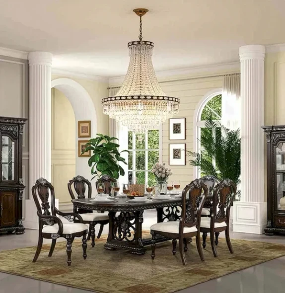 Furniture of America - Promenade - 6 Pc. Dining Table Set (2AC+4SC) - FM31002DB-T-7PC