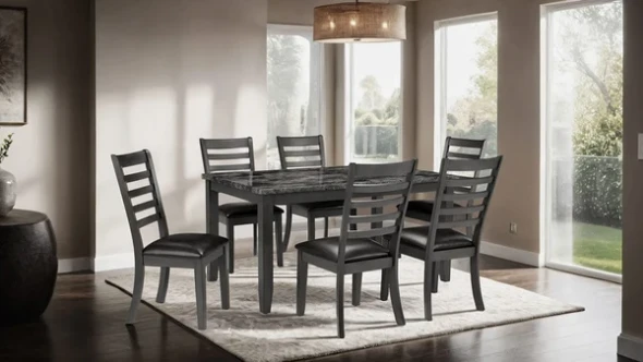 Furniture of America - Adia 7 Pc. Dinning Table Set in Dark Gray