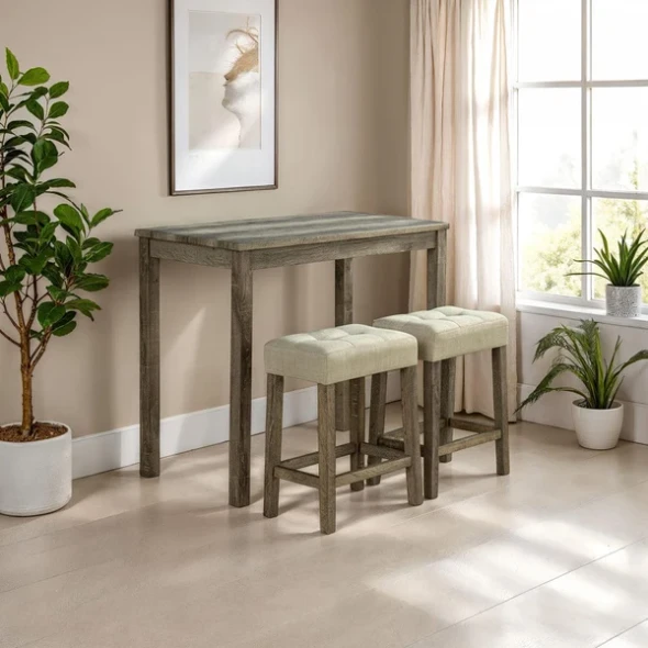 Furniture of America - Adelaide 3 Pc. Counter Ht. Table Set in Brown/Beige