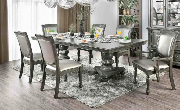 Furniture of America - Alpena - 6 Pc. Dining Table Set (2AC+4SC) - Gray