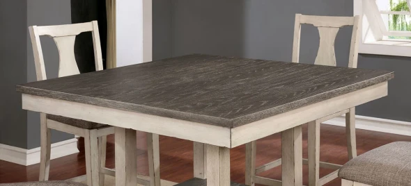 Furniture of America - Ann 5 Pc. Counter Ht. Table Set in Antique White/Gray