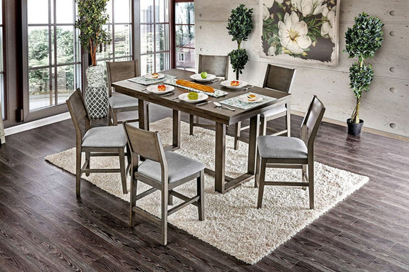 Furniture of America - Anton 7 Pc. Counter Ht. Table Set in Gray/Light Gray
