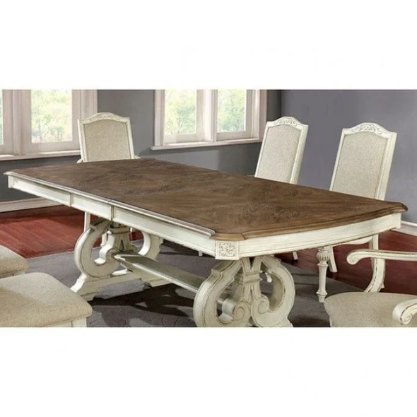Furniture of America - Arcadia 7 Pc. Dining Table Set (2AC+4SC) in Antique White
