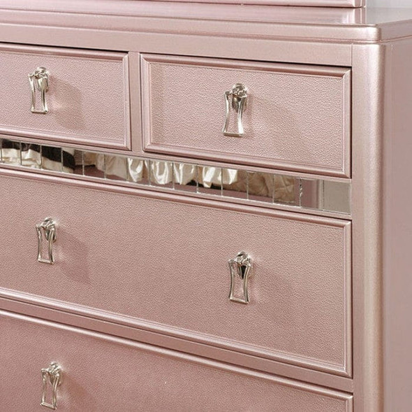 Furniture of America - Ariston 4 Pc. Twin Bedroom Set in Rose Gold
