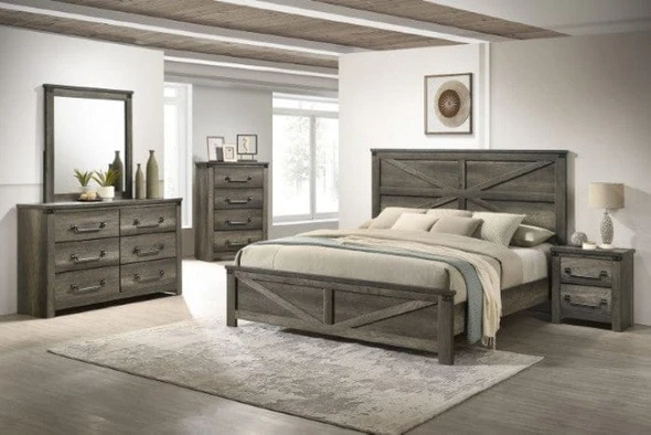 Furniture of America - Britonale 5 Pc. Queen Bedroom Set w/ Chest in Rustic Gray